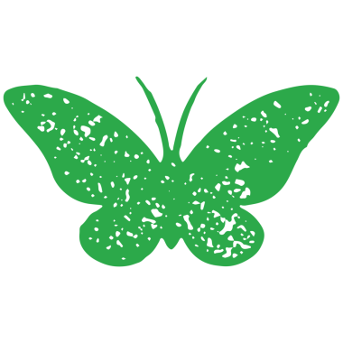 Sevimli el, bıyık antenli yeşil kelebek minimalist logo dekoratif tasarım grunge doku çizimi. Güzel doğa kanatlı böcek uçan bitki örtüsü yaz yaşam alanı sembolü