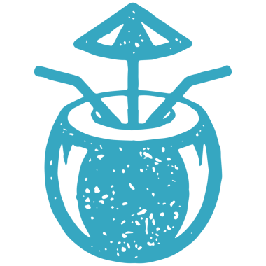 İki kamış ve şemsiyeli çift için Hindistan cevizi kokteyli. Mavi el çizilmiş balayı tatili. Doğal tropikal içeceğin yenilenmesi dekoratif dekoratif grunge doku çizimi