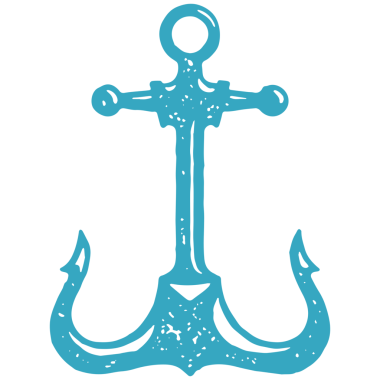 Su taşımacılığı için klasik dekoratif deniz çapası güvenlik kancası mavi grunge doku çizimi. El yapımı minimalist gemi keskin dikenli ve asılmak için deliği olan güvenli ekipman