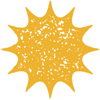 Dikenli parlak sarı yaz güneşi minimalist grunge desen çizimi ile parıldıyor. Şirin yaz zamanı güneşli güneş gökyüzü logosu tek renkli basit dekoratif tasarım izole edilmiş