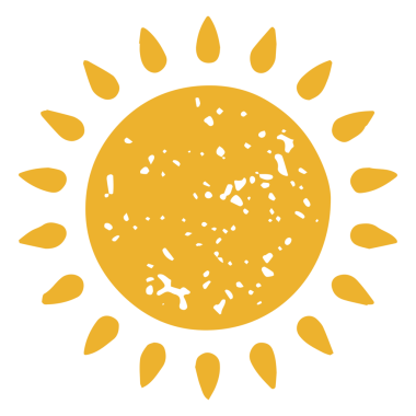 Güzel doğal güneş sarı daire gökyüzü elementi. Isı, sıcak sıcaklık ve hafif grunge doku çizimi için. Şirin, güneşli, parlak güneş ışınları minimalist dekoratif tasarım izole edilmiş.