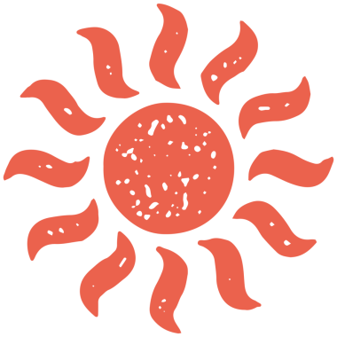 Kırmızı, kavisli kirişlerle yanan dekoratif güneş, daire şeklindeki grunge desen çizimi. İnanılmaz doğal güneşli gün doğumu, gün batımı, sabah ya da akşam beyaz üzerinde izole edilmiş.