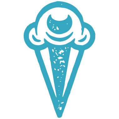 İştah açıcı taze dondurma lezzetli yaz mevsimi geleneksel tatlı mavi el grunge doku çizimi. Donmuş kremalı, buzlu, leziz koni yalıtılmış. Minimalist logot tipi