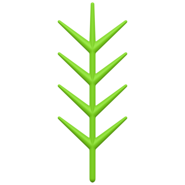 Yeşil Şube Yılbaşı Dekoru. Parlak iç döşeme minimumda. Yeni yıl için kutlama modası süsü. Kış bayramı sembolünün yaratıcı tasarımı. 3d illüstrasyon