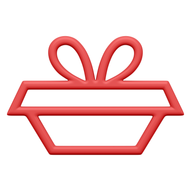 Kırmızı çizgili Noel kutusu. Süslü dış hatları olan parlak yeni yıl dekorasyonu. Modern paket tasarımlı minimal tatil tasarımı. Parlak metal anahtarlık. 3d illüstrasyon