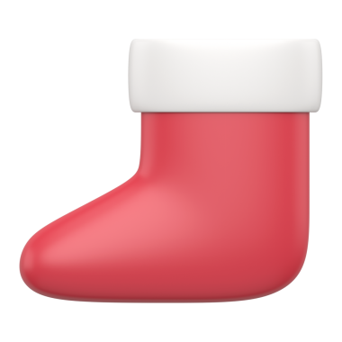 Kırmızı ve beyaz Noel Baba hediye çorabı. Neşeli kış tatili kutlamaları. Noel Baba 'nın eğlenceli toplantısı ve yeni yıl sürprizleri. Yaratıcı iç mekanın sembolü. 3d illüstrasyon