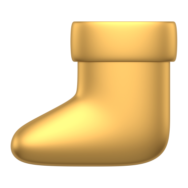 Altın Noel Baba hediye çorabı. Neşeli kış tatili kutlamaları. Noel Baba 'nın eğlenceli toplantısı ve yeni yıl sürprizleri. Yaratıcı iç mekanın sembolü. 3d illüstrasyon