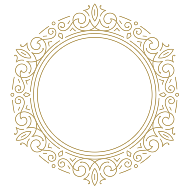 Dekoratif klasik süslemeli yuvarlak çerçeve. Monogram logosu, düğün, tebrik kartı için altın sınır tasarımı unsuru