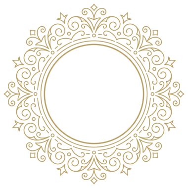 Dekoratif klasik süslemeli yuvarlak çerçeve. Monogram logosu, düğün, tebrik kartı için altın sınır tasarımı unsuru