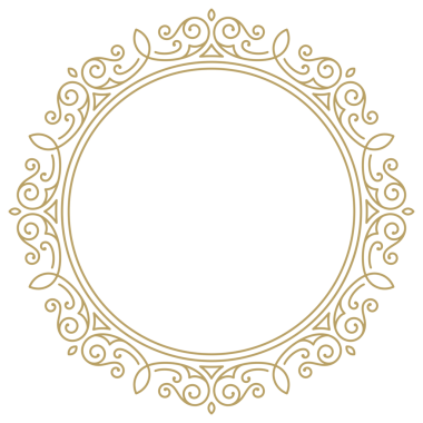 Dekoratif klasik süslemeli yuvarlak çerçeve. Monogram logosu, düğün, tebrik kartı için altın sınır tasarımı unsuru