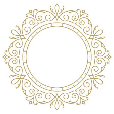 Dekoratif klasik süslemeli yuvarlak çerçeve. Monogram logosu, düğün, tebrik kartı için altın sınır tasarımı unsuru