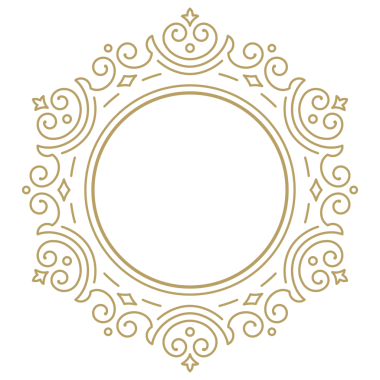 Dekoratif klasik süslemeli yuvarlak çerçeve. Monogram logosu, düğün, tebrik kartı için altın sınır tasarımı unsuru