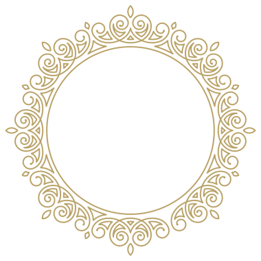 Dekoratif klasik süslemeli yuvarlak çerçeve. Monogram logosu, düğün, tebrik kartı için altın sınır tasarımı unsuru