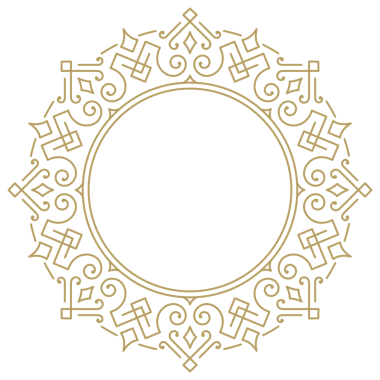 Dekoratif klasik süslemeli yuvarlak çerçeve. Monogram logosu, düğün, tebrik kartı için altın sınır tasarımı unsuru