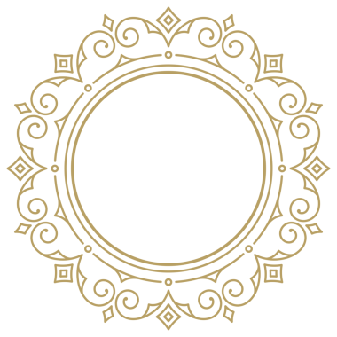 Dekoratif klasik süslemeli yuvarlak çerçeve. Monogram logosu, düğün, tebrik kartı için altın sınır tasarımı unsuru