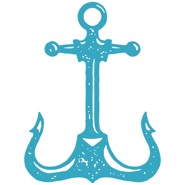 Su taşımacılığı için klasik dekoratif deniz çapası güvenlik kancası mavi grunge doku çizimi. El yapımı minimalist gemi keskin dikenli ve asılmak için deliği olan güvenli ekipman