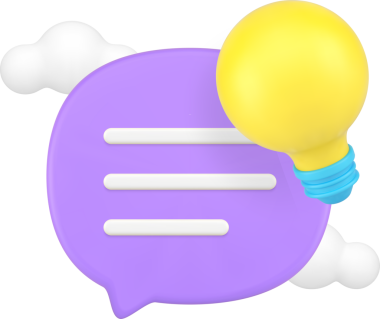 Yenilik fikri hızlı ipuçları konuşma balonu sohbeti ve ampul 3d simgesi gerçekçi