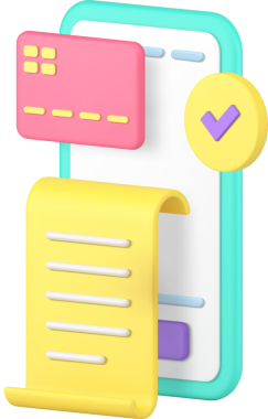 Çevrimiçi kart ödeme akıllı telefon bankacılık başvurusu mali işlem makbuzu 3d simgesi