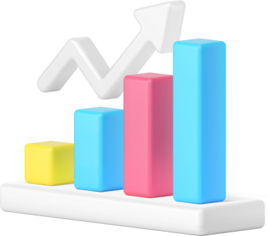 Veri analizi çubuk grafik dinamik yukarı ok iş istatistiksel artış 3D simge gerçekçi