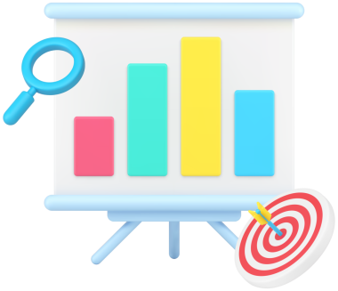 İş yönetimi grafik pazarlama stratejisi sunumunu analiz ederken 3d simgesi gerçekçi