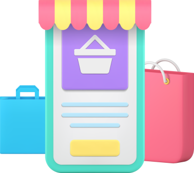 Dijital mağaza akıllı telefon uygulama marketi çevrimiçi alışveriş gerçekçi 3D simgesi