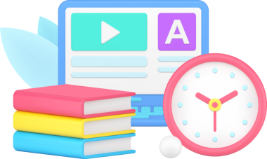 Laptop video ders kullanıcı arayüzü ve ders kitabı 3d simgesi yığınıyla çevrimiçi eğitim