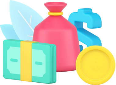 Finansal bağımsızlık, zenginlik ve iş zenginliği çuval dolusu para, para yığını