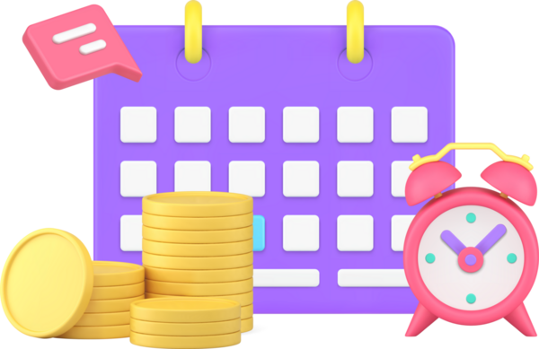 Ödeme zamanı takvimi anımsatıcı mali yönetim para planlama 3d simgesi gerçekçi