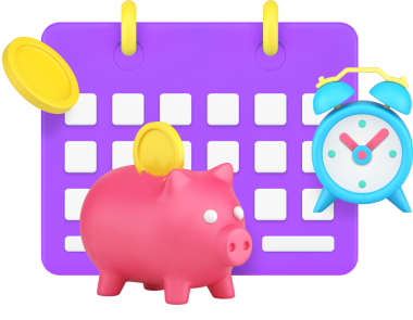 Kredi debit mali ödeme maaş tasarruf yatırım takvimi hatırlatıcı 3d simgesi