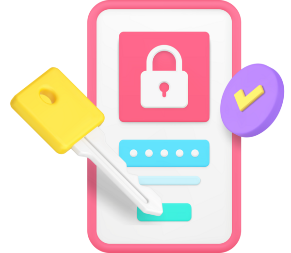 Smartphone kişisel hesap koruma parolası anahtar güvenlik erişim 3d simgesi