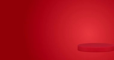 Noel Sahnesi Altın Hediye Torbası, Zencefilli Çörek Adam ve Kırmızı Arkaplan Animasyonunda Beyaz Noel Ağaçları. Noel kutlamaları, afişler ve sosyal medya paylaşımları tasarlamak için video görüntüleri