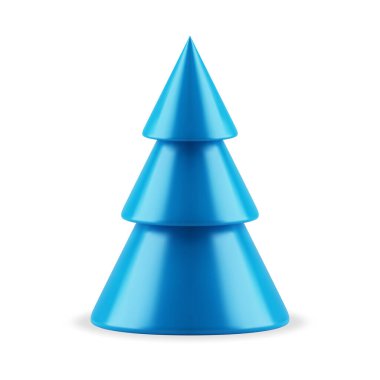 Parlak mavi Noel oyuncağı dekoratif gerçekçi vektör çizimi. Klasik Xmas elementi beyaz üzerine izole edilmiş. Soyut üçgen Yeni Yıl Festivali Şablonu