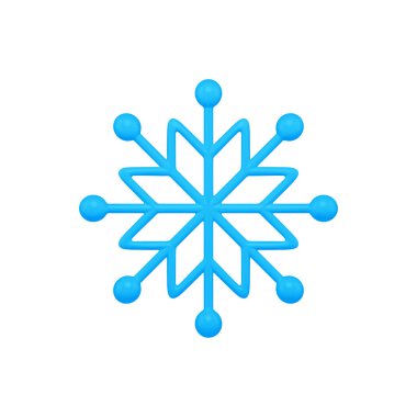 Mavi üç boyutlu kar tanesi deseni şekilli gerçekçi vektör çizimi. Ayrı küreleri olan ışıltılı kış bayramı yıldızı. Zarif tasarım modeli için parlak dekoratif oyuncak