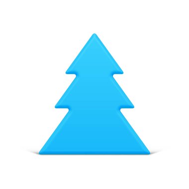 Minimalist ince lükslü mavi Noel ağacı kıvrımlı üçgen dekoratif tasarım izometrik vektör çizimi. Pahalı Xmas ladini gerçekçi, gösterişli kış tatili yalnız kutlanıyor.
