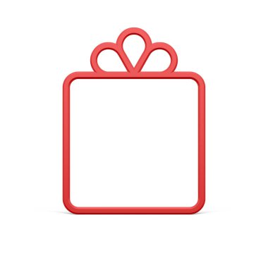 Klasik kırmızı hediye karton şekilli dekoratif süslemeli Noel gerçekçi vektör illüstrasyonunu kutluyor. Geleneksel bayram bayramı hediye paketi dekore edilmiş yay dikdörtgen çerçeve parlak Xmas takısı