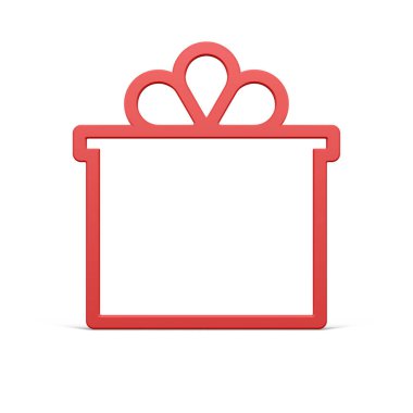 Klasik kırmızı hediye karton şekilli dekoratif süslemeli Noel gerçekçi vektör illüstrasyonunu kutluyor. Geleneksel bayram bayramı hediye paketi dekore edilmiş yay dikdörtgen çerçeve parlak Xmas takısı