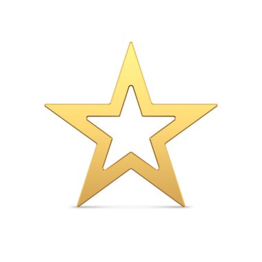 Parlak lüks beş köşeli yıldız sınırı metalik yüzey 3d şablon çizimi. Gerçekçi pahalı mücevher amblemi Noel ağacı dekoru iç takı ya da ladin oyuncağı