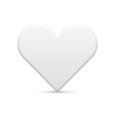 Elegant tenderness white heart shape toy decorative design for celebrating Valentines holiday or Christmas tree decor realistic vector illustration. 3d template symbol of passion, honeymoon and love