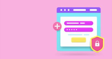 Çevrimiçi hesap yetkilendirme giriş şifresi web sayfası afişi 3d kopyalama simge canlandırma döngüsü ile. İnternet tarayıcısı kişisel veri kullanıcı arayüzü web sitesi erişim koruma şifrelemesi