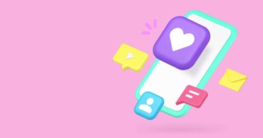 Akıllı telefon uygulaması ile çıkmak aşk mailleri sohbet etmek kullanıcı profili kopyalama alanı 3d simge animasyonu. Tarih cep telefonu uygulaması İnternet iletişimi sosyal ağ iletisi sohbeti