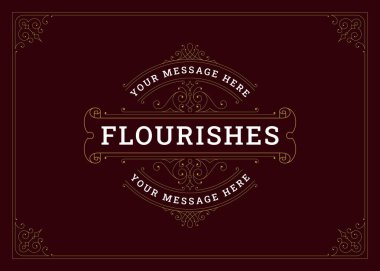 Zarif lüks klasik, tebrik kartı tasarım şablonu vektör illüstrasyonunu güzelleştiriyor. Klasik Viktorya dönemi filigran çiçekleri birinci sınıf antik süslenmiş altın kaligrafik düğün davetiyesi