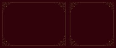 Lüks klasik altın, köşedeki vektör çizimi ile zarif çerçeve kenarlarını süsler. Restoran menüsü tebrik kartı için kaliteli antika tomar filigran çiçekli metin dekorasyonu