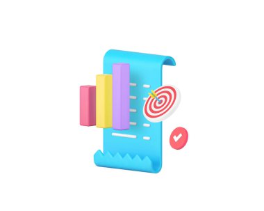 Başlangıç verimliliği ve verimlilik işi 3D ikon gerçekçi vektör illüstrasyonunu analiz ediyor. Finansal proje bilgi verimliliği organizasyon analizi strateji yönetimi istatistiği