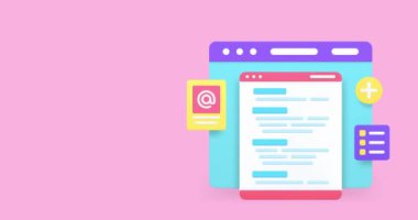 Programlama kodlaması yazılım mühendisliği internet tarayıcısı 3D simge animasyonu geliştiriyor. Bilgi teknolojisi kod betiği siber uzay veri geliştirme masaüstü iş akışı