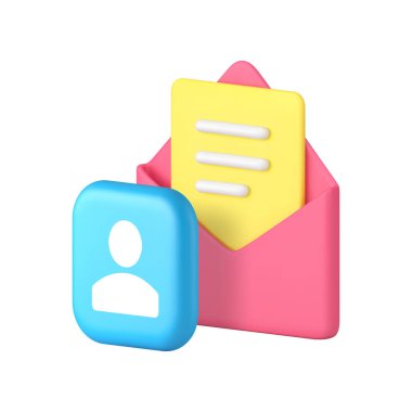 Sohbet mesajlaşması yazışmaları. Uzaktan iletişim 3D ikon gerçekçi vektör illüstrasyonu. Gelen posta kutusu sohbet diyalog geribildirim sohbeti kısa mektup zarfı al