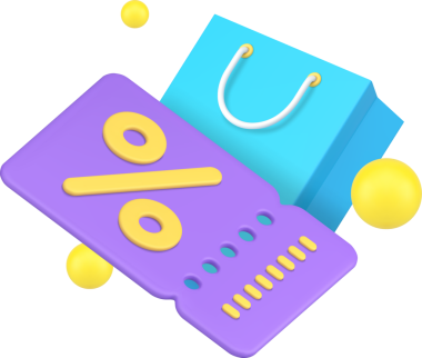 Alışveriş indirimi özel ürünler satın alıyor. 3D gerçekçi resim. Market süpermarketi finansal perakende satış fiyatı indirimi ticari para tasarruf yüzdesi etiketi