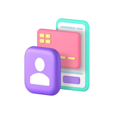 Çevrimiçi bankacılık akıllı telefon uygulaması ödeme ödemesi işlem 3d gerçekçi vektör illüstrasyonu. İnternet Bankası Finansal Kullanıcı Hesabı Cep Telefonu Uygulaması Nakitsiz E-Para Aktarımı