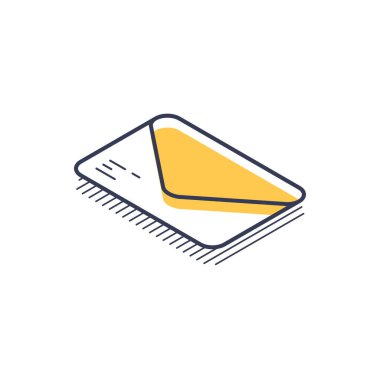 Tasarım bir zarfın üç boyutlu izometrik çizgi simgesini içerir.