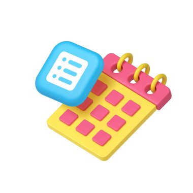 3d listesindeki gerçekçi vektör illüstrasyonunu yapmak için iş planlama verimliliği ve üretkenlik takvimi. Takvim zamanı yönetim görevi iş hedef listesi iş organizasyonu son teslim tarihi yönetimi