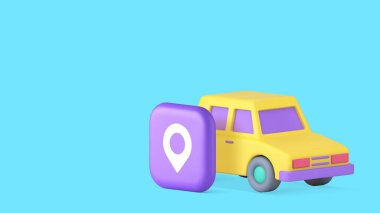 Araba paylaşımı konum haritası adresi GPS haritası navigasyon kopya uzay afişi illüstrasyonu. Otomobil araması küresel konumlandırma sistemi teknolojisi ulaşım taksi servisi